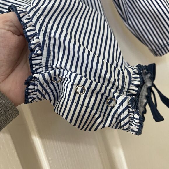 RuffleButts Navy Blue Striped One Piece Rash Guard Swimsuit Size 18-24 Months - Picture 7 of 15